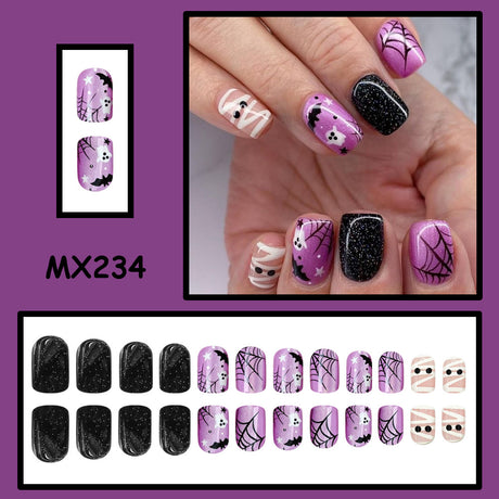 24pcs/Set Ghost, Bat & Mummy Press On Nails