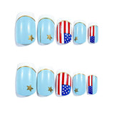 24pcs/Set American Flag Stars & Stripes French Tips Press-On Nails