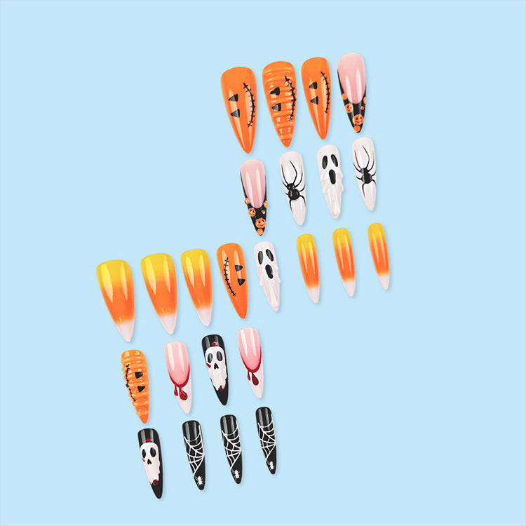 24pcs/Set 3D Pumpkin & Spider Press-On Nails