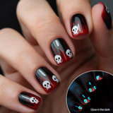 24pcs/Set Glow-in-the-Dark Skull Press-On Nails