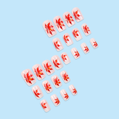 24pcs/Set Gradient Maple Leaves Press-On Nails