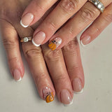 24pcs/Set White French Pumpkin Press On Nails