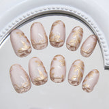 24pcs/Set 3D Gold Foil Floral Cat Eye Press-On Nails