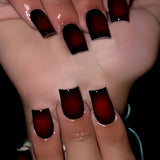 24pcs/Set Black to Red Ombre Press-On Nails