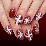 24pcs/Set Spiral Glitter Snowflake Press On Nails