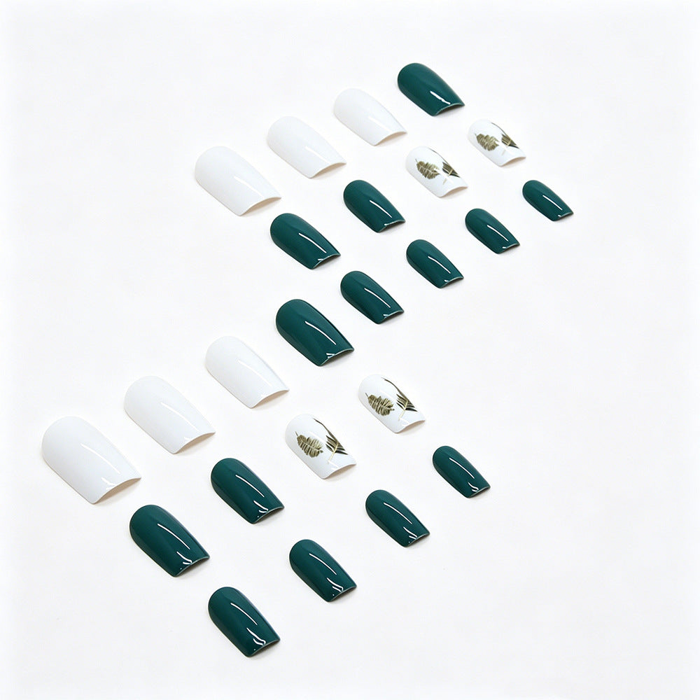 24pcs/Set Gold Leaf Press-On Nails