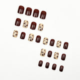 24pcs/Set Deep Red Maple Leaves for Fall & Winter Press On Nails