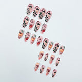 24pcs/Set Matte Pumpkin & Floral Press On Nails
