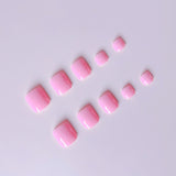 24pcs/Set Pure Pink Press On Toe Nails