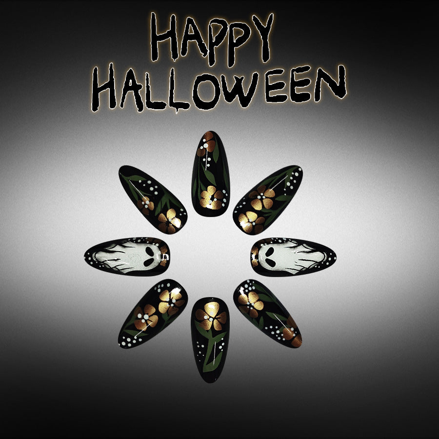 24pcs/Set 3D Ghost Floral Press-On Nails