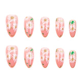 24pcs/Set Daisy Gold-Trim French Tip Nails