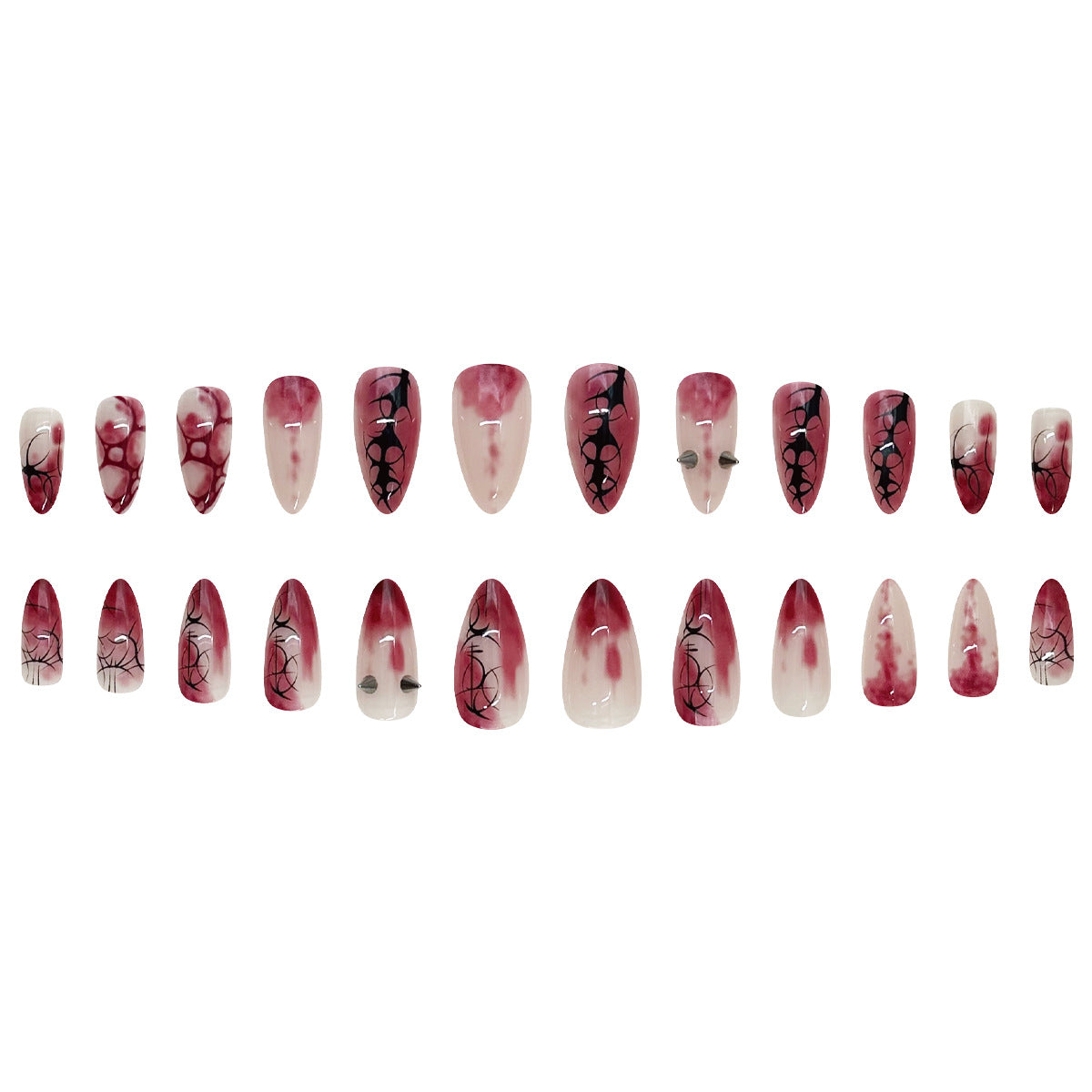 24pcs/Set Bloody Scratch Doodle Press On Nails