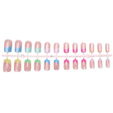24pcs/Set Rainbow Color-Block French Cat Eye Press-On Nails