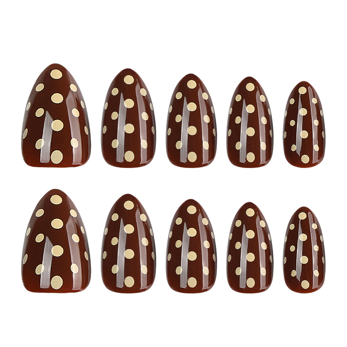 24pcs/Set Brown Polka Dots Press-On Nails