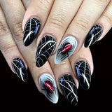 24pcs/Set Black Spider Web Spider Press-On Nails
