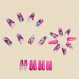 24pcs/Set Pink Butterfly Floral Press-On Nails