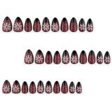 30pcs/Set Red & Black Ombre Snowflakes Press-On Nails