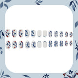 24pcs/Set Ink Painting Floral French Press-On Nails