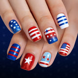 24pcs/Set Glitter Independence Day Gradient Flag Press-On Nails