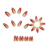 24pcs/Set Red & Gold Foil Stars & Moon Press-On Nails