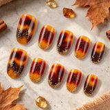 24pcs/Set Fall Ombre Maple Leaves Press On Nails