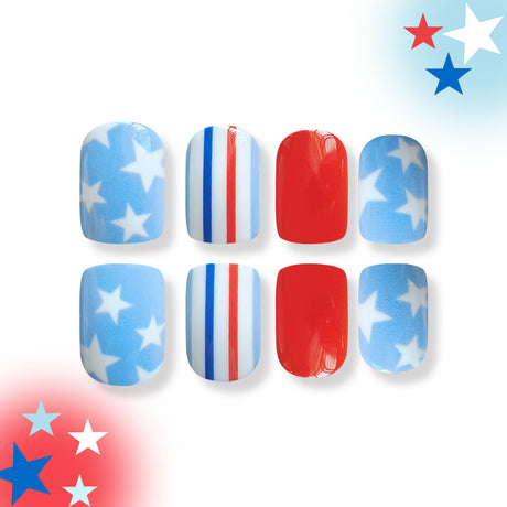 24pcs/Set Star Striped Press-On Nails