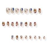 24pcs/Set Autumn Maple Leaves Press On Nails