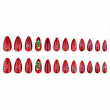 24pcs/Set Sparkling Red Christmas Tree Press On Nails