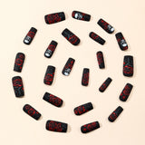 24pcs/Set Matte Red Rose & Skull Press-On Nails