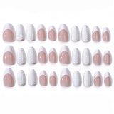 30pcs/Set White 3D Sweater Knit Press-On Nails