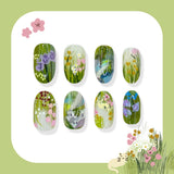 24pcs/Set Emerald Fairy Tale Bloom Press-On Nails