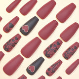 24pcs/Set Hearts & Flowers Press-On Nails
