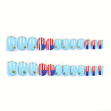 24pcs/Set American Flag Stars & Stripes French Tips Press-On Nails