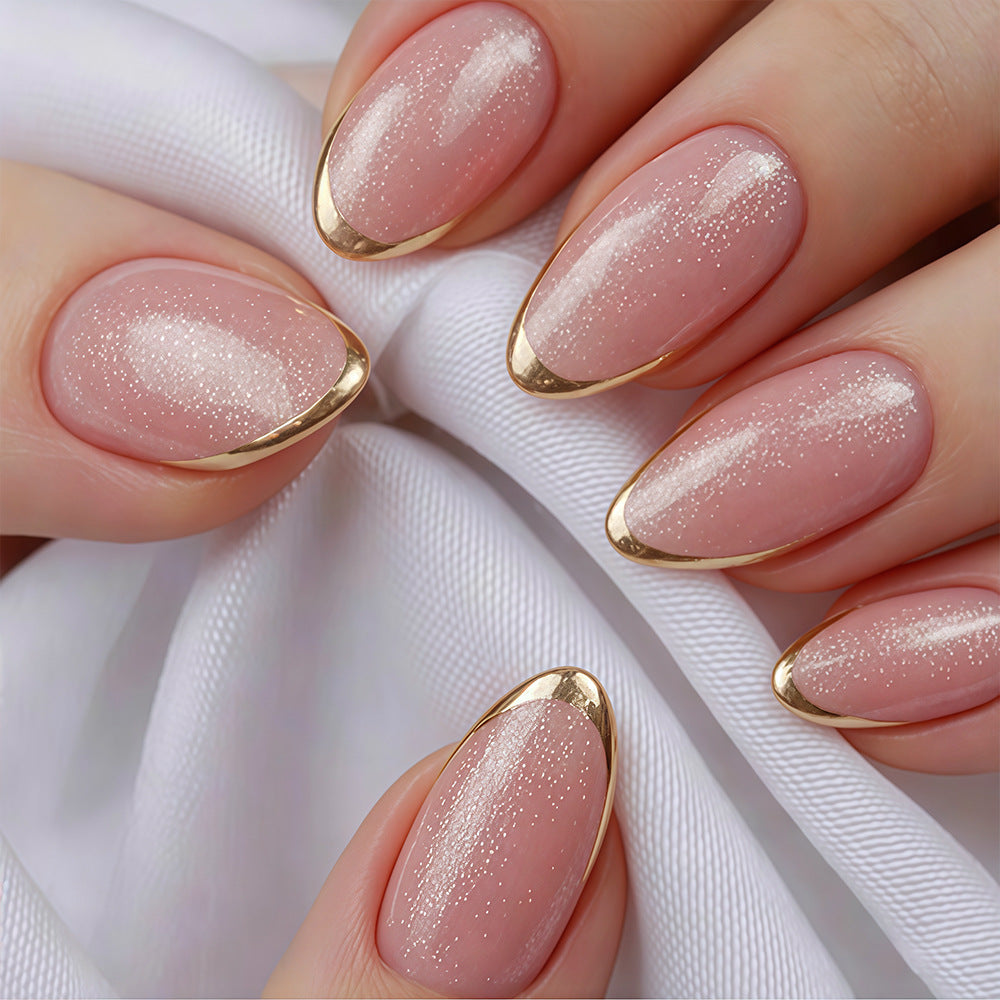 24pcs/Set Gold French Tips Press-On Nails
