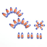 24pcs/Set Blue & Orange Color-Block Gradient Press On Nails