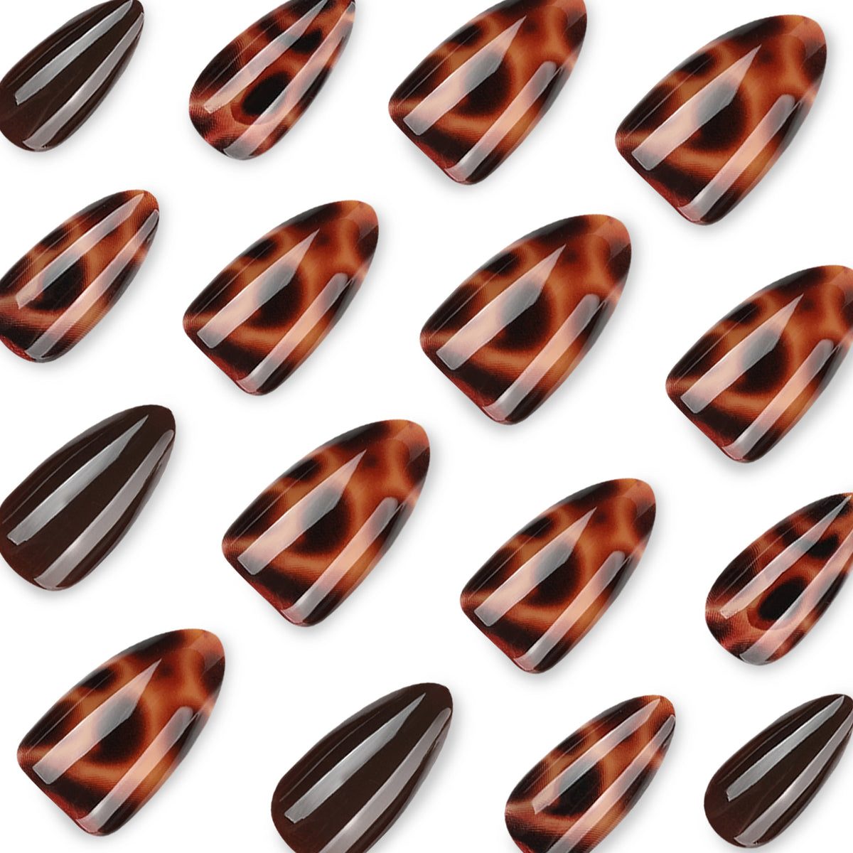 24pcs/Set Amber Tortoiseshell Leopard Print Press On Nails