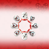24pcs/Set Heart Doodles & Polka Dots Press-On Nails