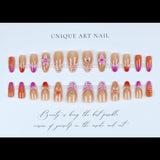 24pcs/Set French Ombre 3D Ripple Flower Press-On Nails