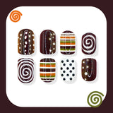 24pcs/Set Polka Dot Spiral Stripe Press On Nails