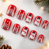 24pcs/Set Silver Glitter Ombre Snowflakes Press On Nails