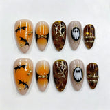 24pcs/Set Golden Spider Web Bat Press On Nails