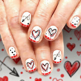 24pcs/Set Heart Doodles & Polka Dots Press-On Nails