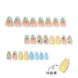 24pcs/Set 3D Lemon 3D Embossed Press-On Nails