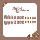 24pcs/Set Cute Gingerbread Man & Snowflakes Press On Nails