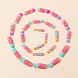 24pcs/Set Colorful Ombre French Tip 3D Flower Press-On Nails