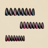 24pcs/Set Deep Red Cat Eye Press-On Nails