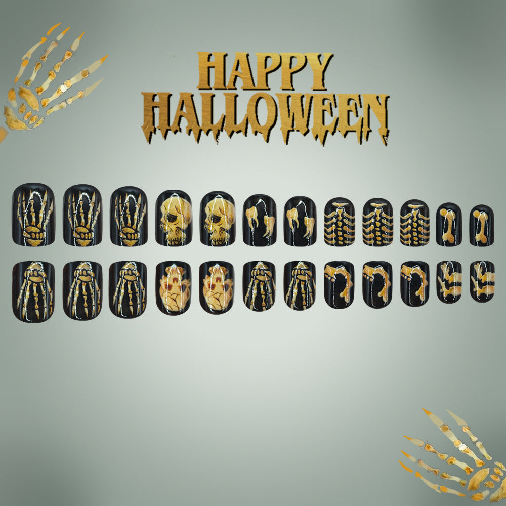 24pcs/Set Skull & Bones Press On Nails