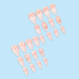 24pcs/Set Nude Pink Ombre Pearl Branches Press On Nails