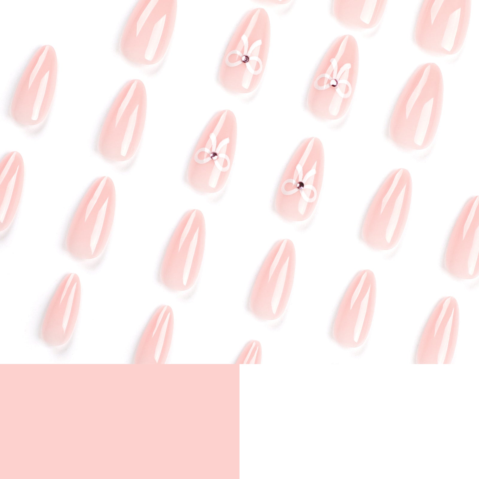 24pcs/Set White Bow Press-On Nails