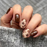 24pcs/Set Deep Red Maple Leaves for Fall & Winter Press On Nails